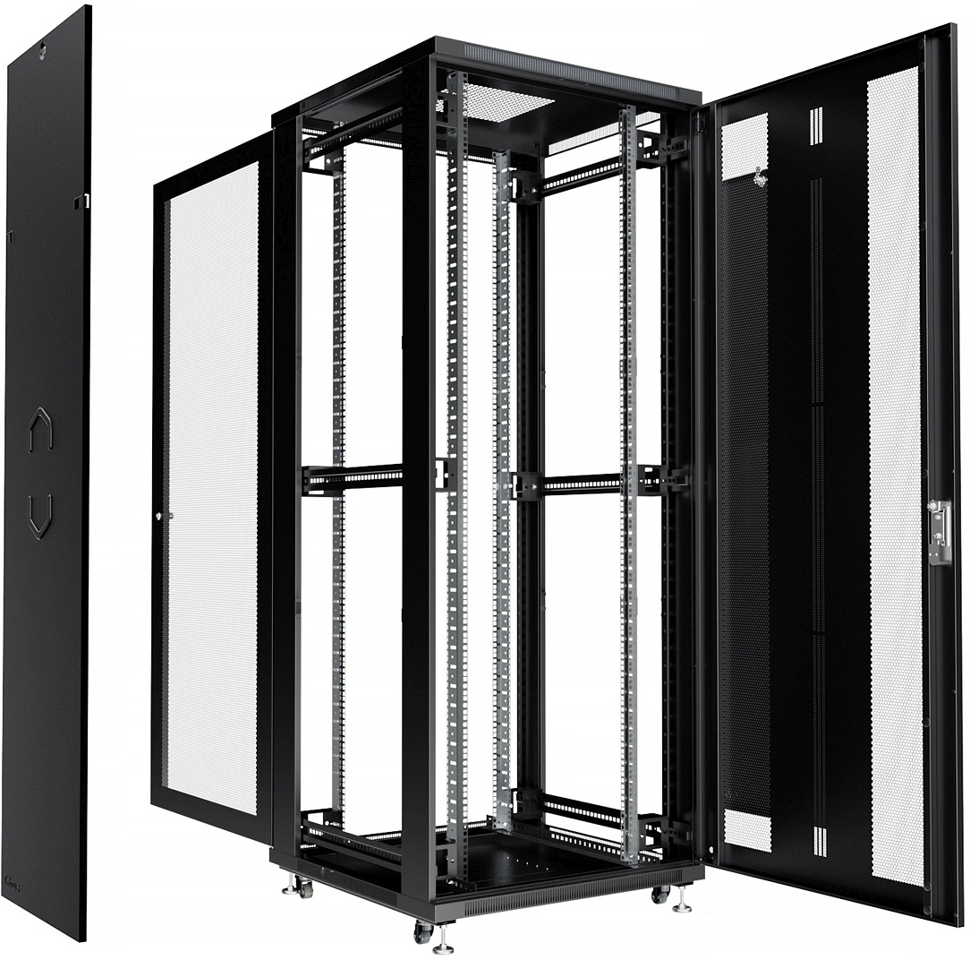 Шкаф серверный Cabeus (ND-05C-47U80/100-BK) напольный 47U 800x1000мм пер.дв.перфор. задн.дв.перфор. 800кг черный 900мм 136кг 220град. 2277мм IP20 сталь
