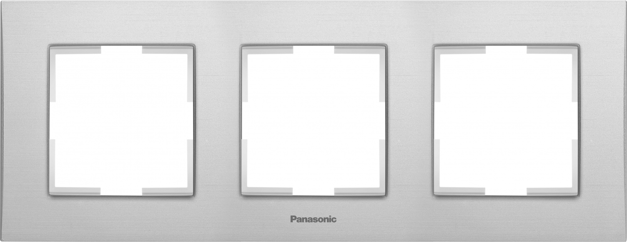 Рамка Panasonic Karre Plus WKTF08033AS-RU 3x горизонтальный монтаж металл серебристый (упак.:1шт)
