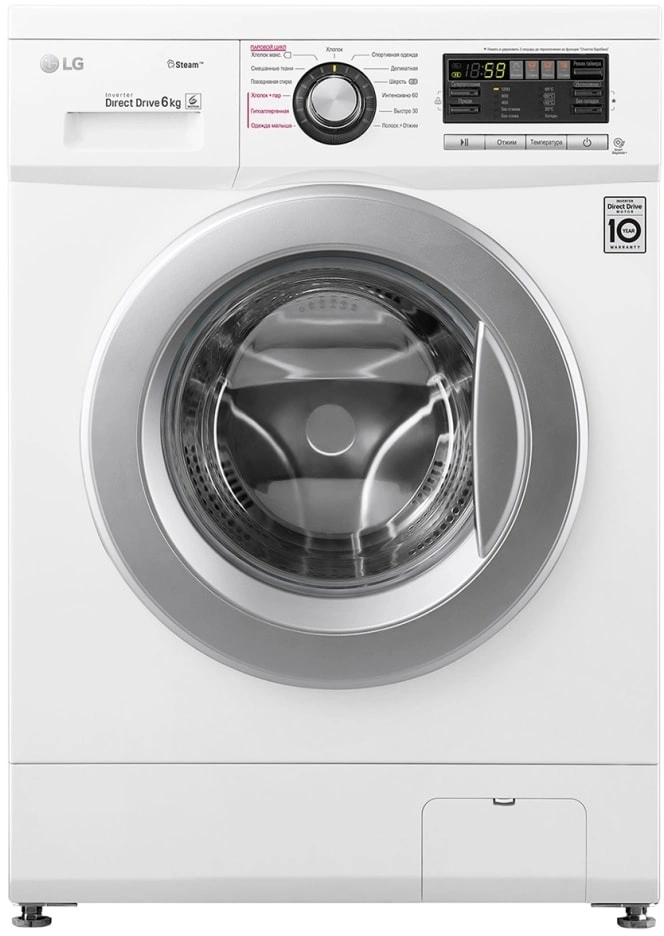 Стиральная машина LG F12M7NDS1 класс: A загр.фронтальная макс.:6кг белый инвертор