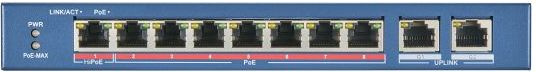 Коммутатор Hikvision DS-3E0310HP-E(C) 8x100Мбит/с 2x1Гбит/с 7PoE+ 1PoE++ 110W неуправляемый