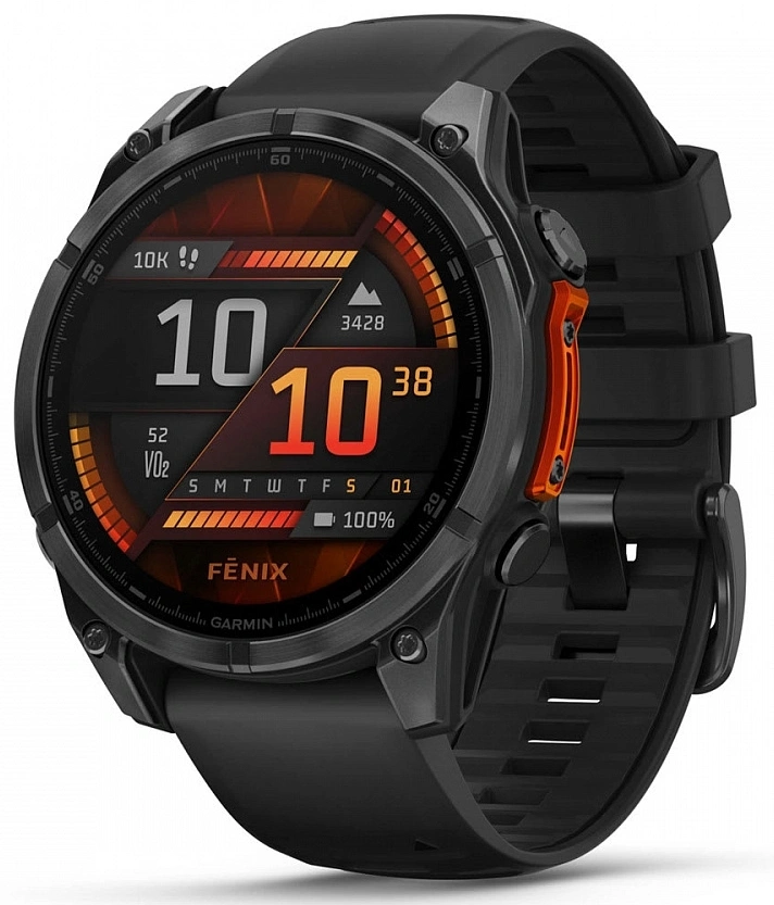 Смарт-часы Garmin Fenix 8 47мм 1.4" AMOLED корп.серый рем.черный разм.брасл.:125-208мм (010-02904-00)