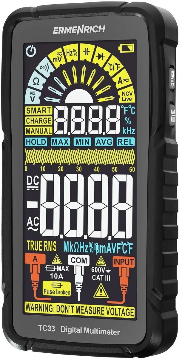 Мультиметр Ermenrich Zing TC33 цифровой черный (82990)