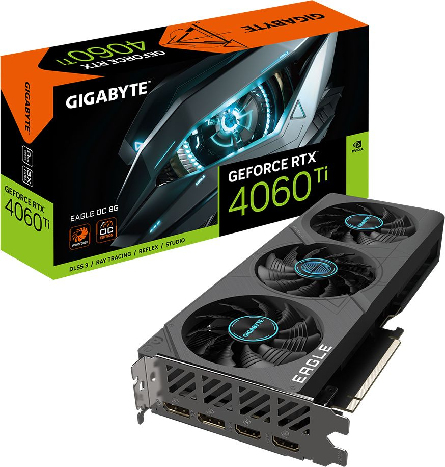 Видеокарта Gigabyte PCI-E 4.0 GV-N406TEAGLE OC-8GD NVIDIA GeForce RTX 4060TI 8Gb 128bit GDDR6 2550/18000 HDMIx2 DPx2 HDCP Ret