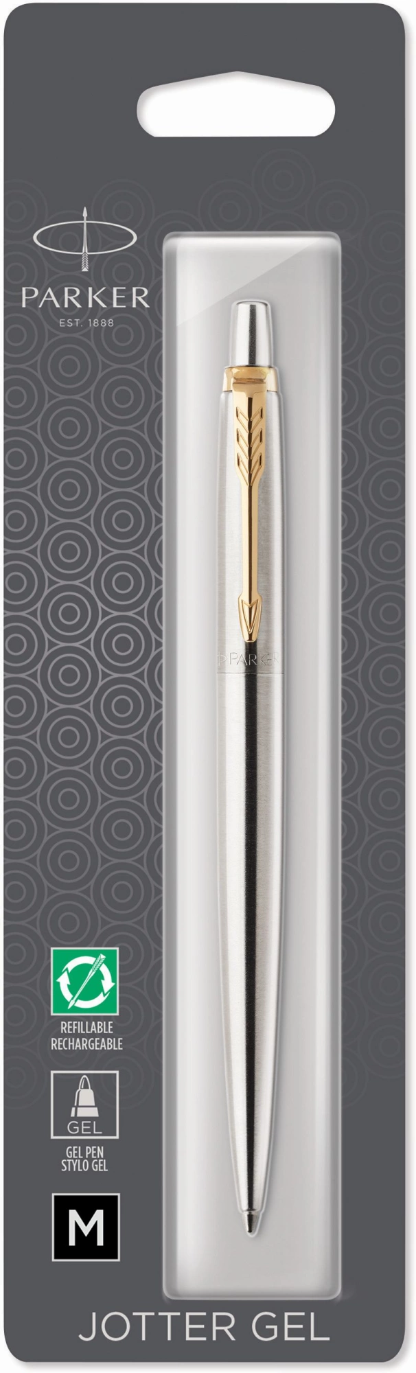 Ручка гелев. Parker Jotter Core K694 (2020672) Stainless Steel GT M черн. черн. блистер