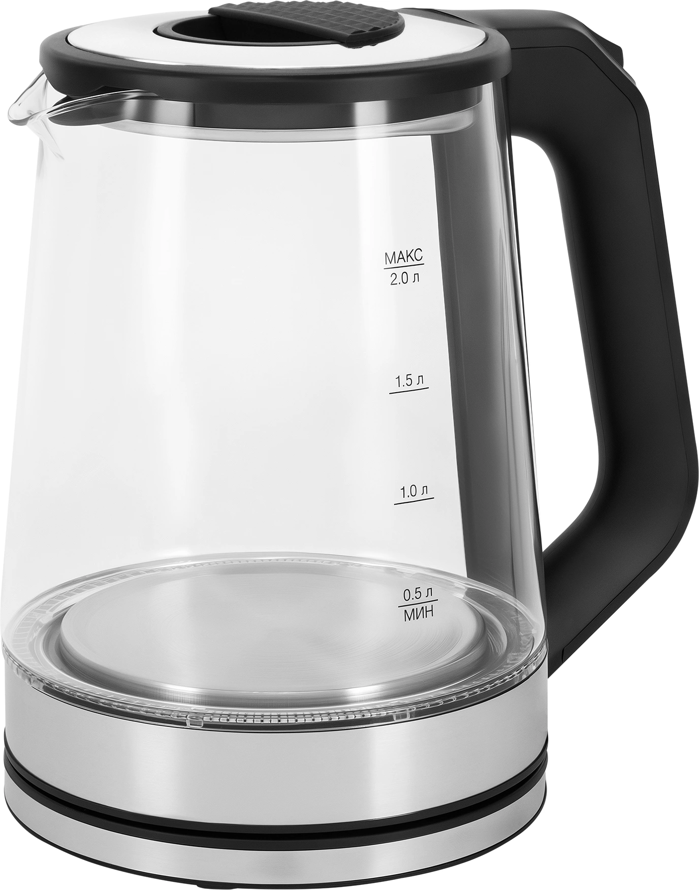 Чайник электрический Vitek VT-WK1081 2л. 1900Вт черный/серебристый корпус: стекло
