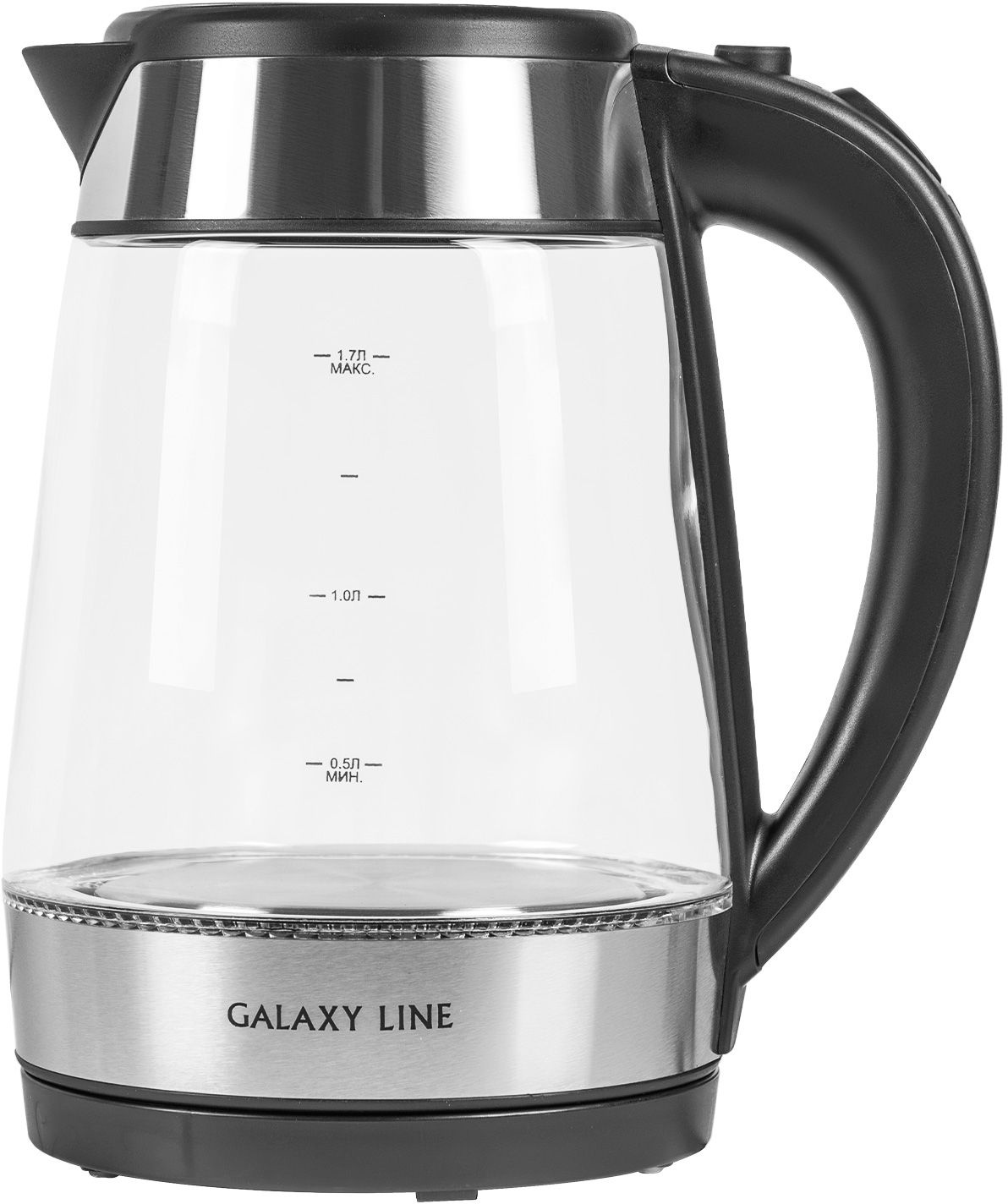 Чайник электрический Galaxy Line GL 0558 1.7л. 2200Вт нержавеющая сталь/черный корпус: стекло/пластик (ГЛ0558Л)