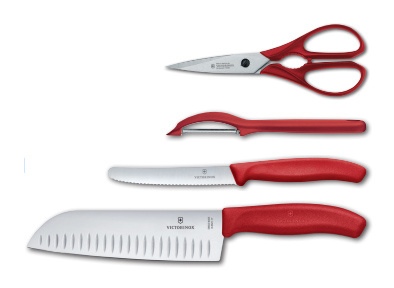 Набор ножей кухон. Victorinox Kitchen Set, 4 pieces (6.7131.4G) компл.:4предм. красный подар.коробка