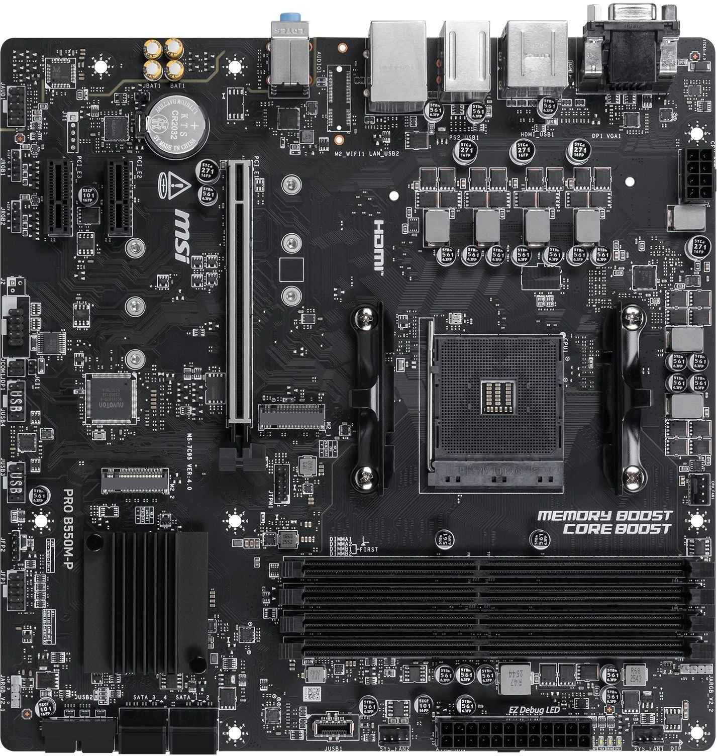 Материнская плата MSI PRO B550M-P Soc-AM4 AMD B550 4xDDR4 mATX AC`97 8ch(7.1) GbLAN RAID+VGA+HDMI+DP