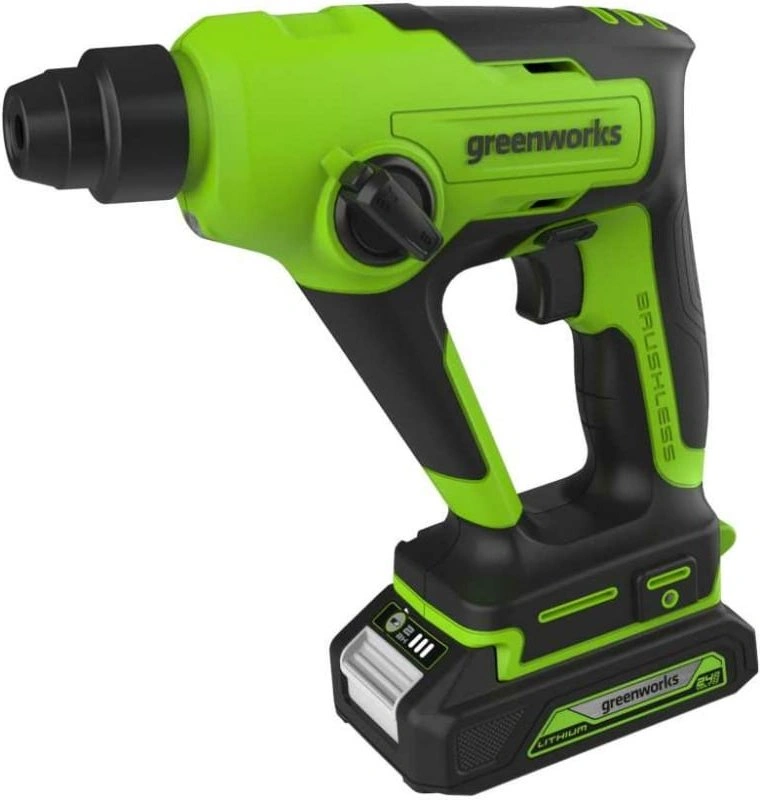 Перфоратор Greenworks GD24SDS1K2 патрон:SDS-plus уд.:1.2Дж аккум.