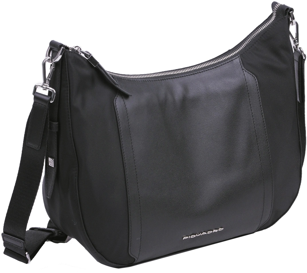 Сумка седло женская Piquadro Lyra BD6658W92T/N 10.9" черная ткань/натур.кожа