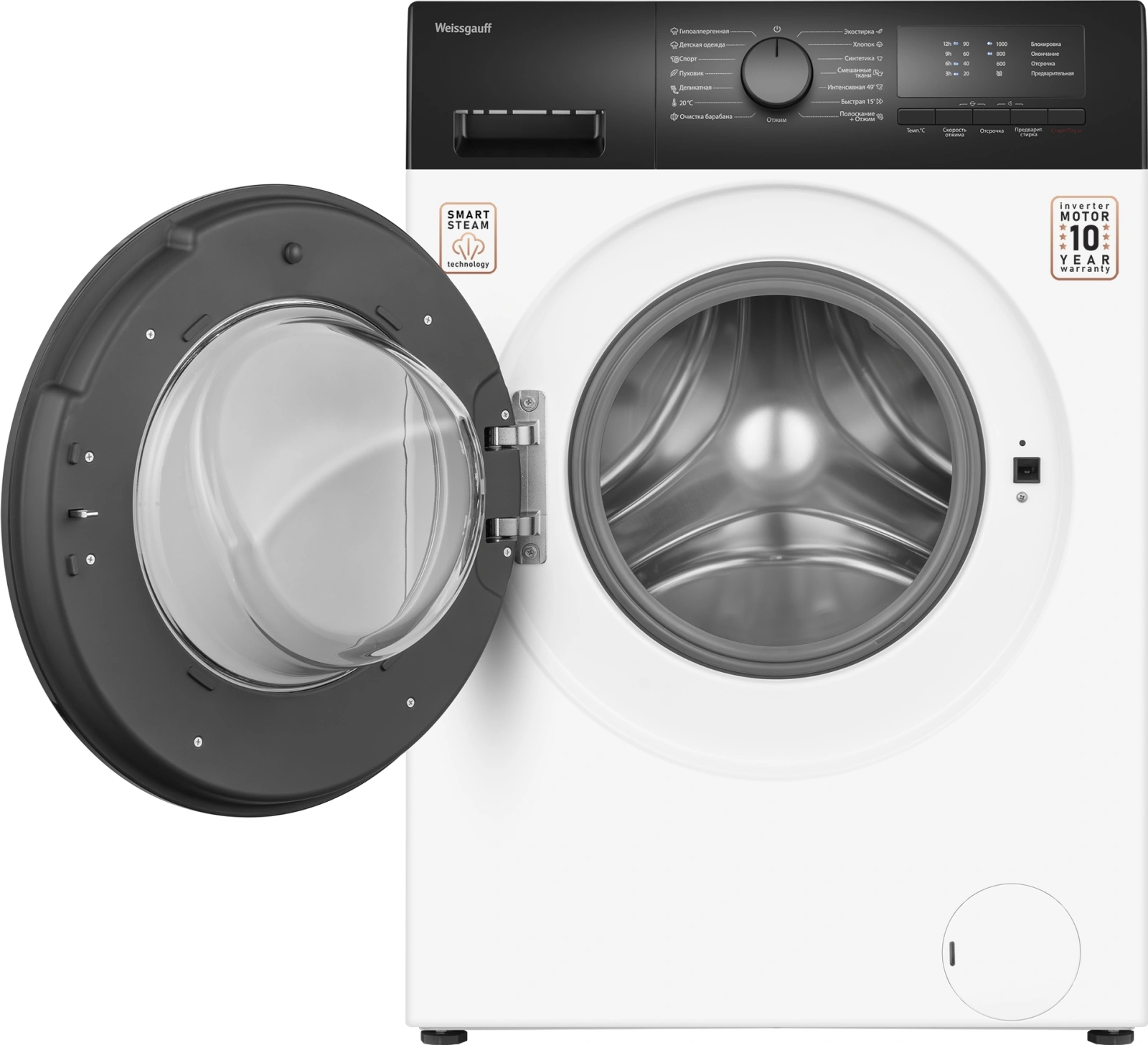 Стиральная машина Weissgauff WM 40106 Inverter Steam класс: A+++ загр.фронтальная макс.:6кг белый инвертор