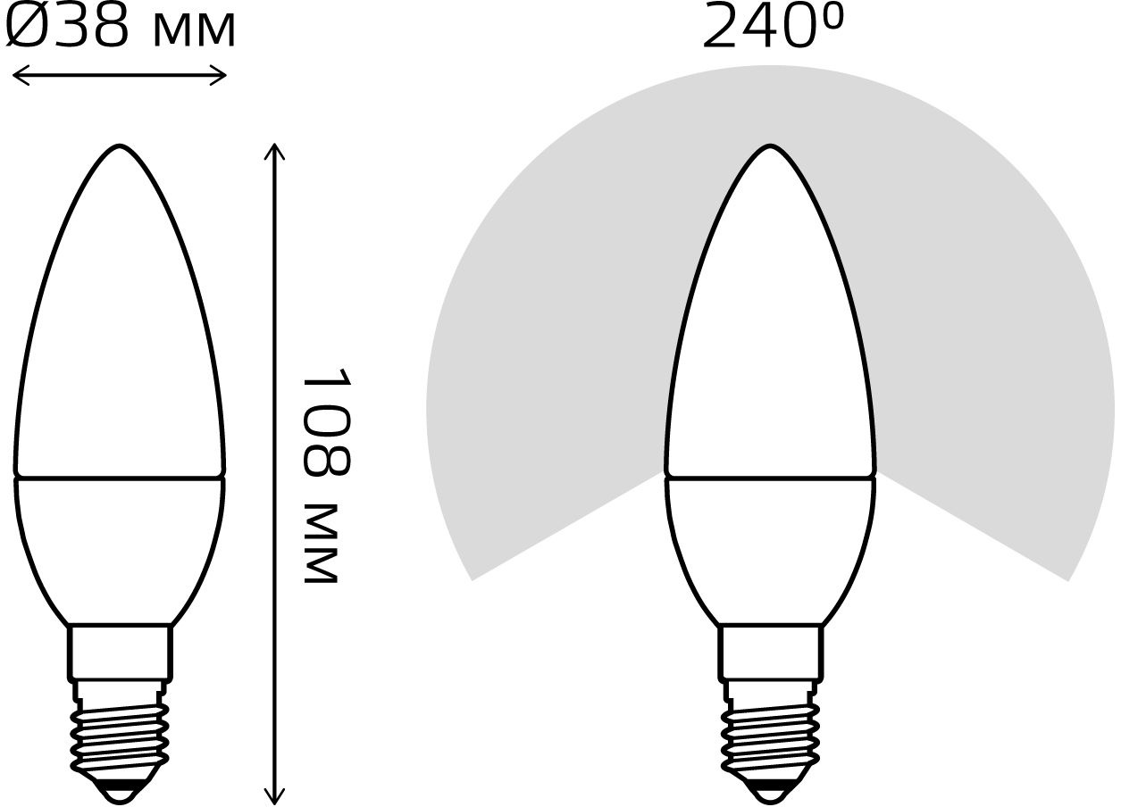 Лампа светодиодная Gauss Elementary 10Вт цок.:E14 свеча 220B 3000K св.свеч.бел.теп. C37 (упак.:10шт) (33110)