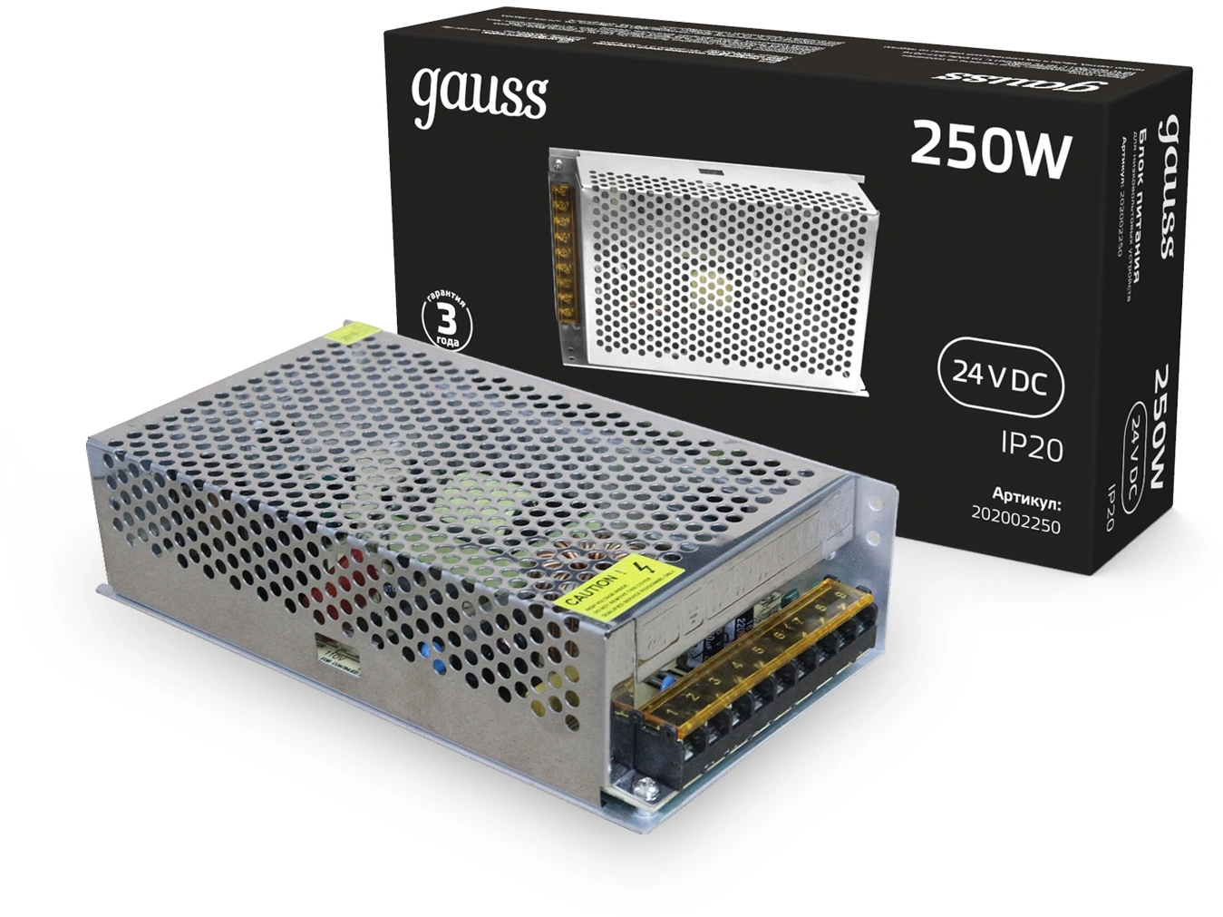 Блок питания Gauss 202002250 встраив. для лен.светод. черный