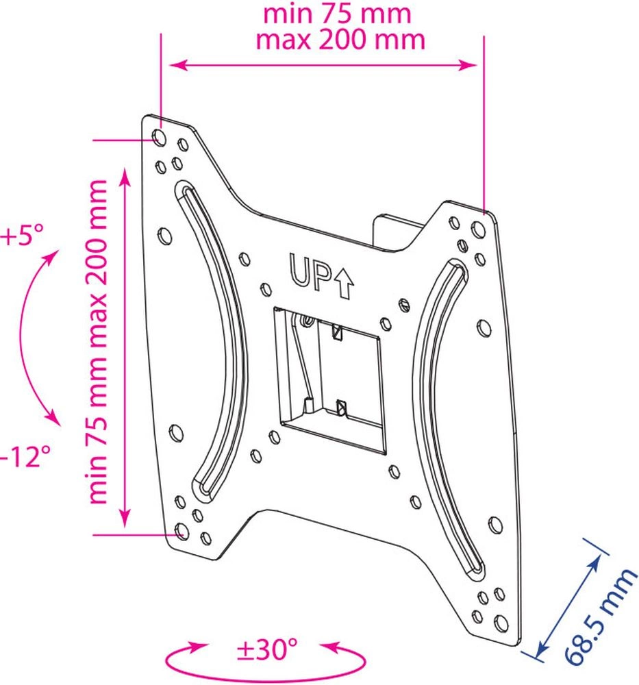 Кронштейн для телевизора Kromax OPTIMA-202 черный 15"-42" макс.25кг настенный наклон