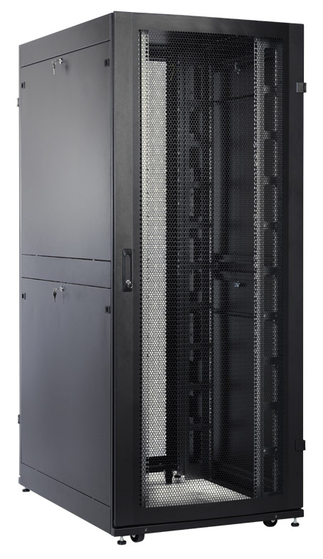 Шкаф серверный ЦМО (ШТК-СП-48.8.12-44АА-9005) напольный 48U 800x1130мм пер.дв.перфор. задн.дв.перфор. 2 бок.пан. 1350кг черный 890мм 170кг 180град. 2215мм