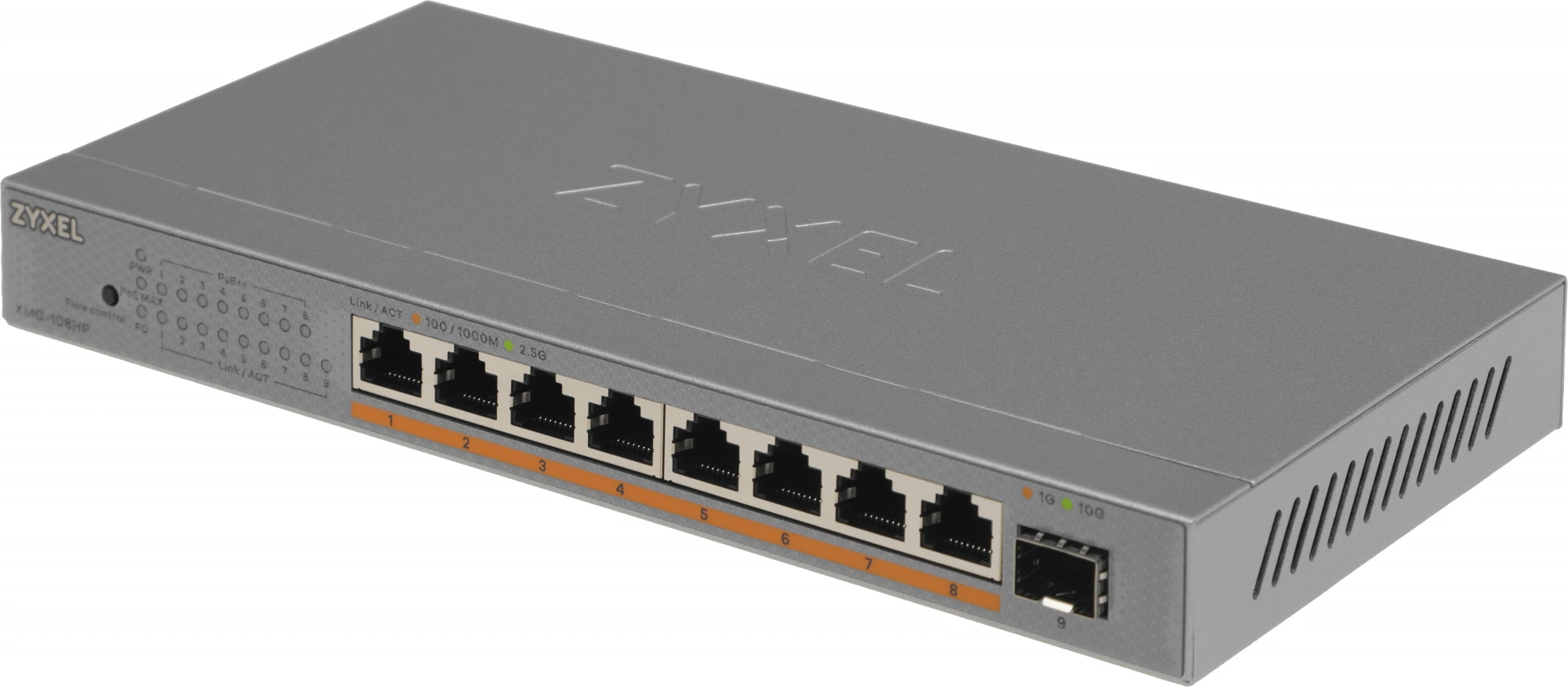 Коммутатор Zyxel XMG-108HP-EU0101F (L2) 8x2.5Гбит/с 1SFP+ 8PoE++ 100W неуправляемый Коммутатор Zyxel XMG-108HP-EU0101F (L2) 8x2.5Гбит/с 1SFP+ 8PoE++ 100W неуправляемый
