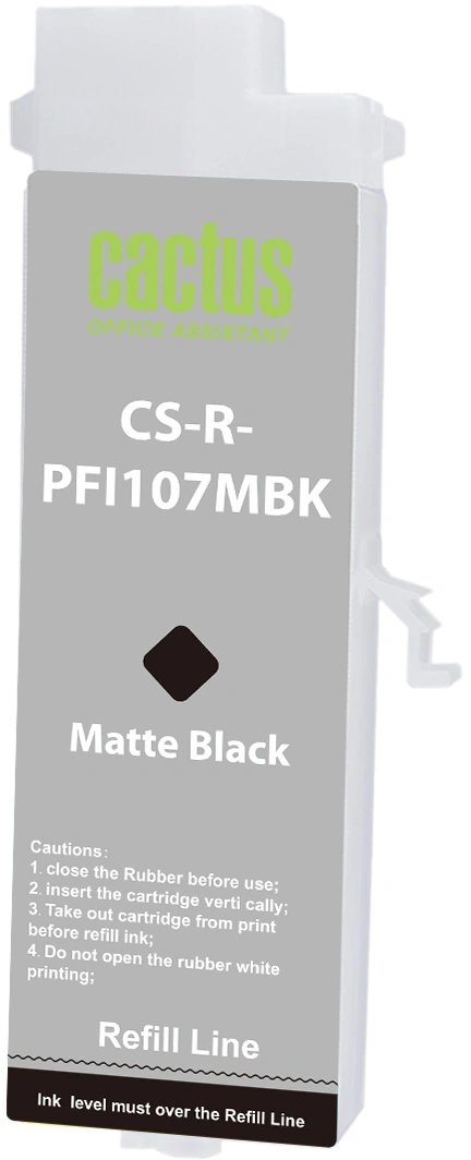 Картридж перезаправляемый струйный Cactus CS-R-PFI107MBK черный матовый (260мл) для Canon imageProGRAF iPF670/680/685/770/780/785 без чипа