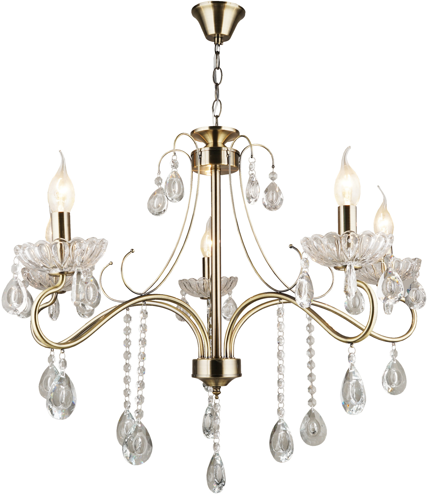 Люстра Hiper H220-5 потолоч. бронза ант./прозрач.