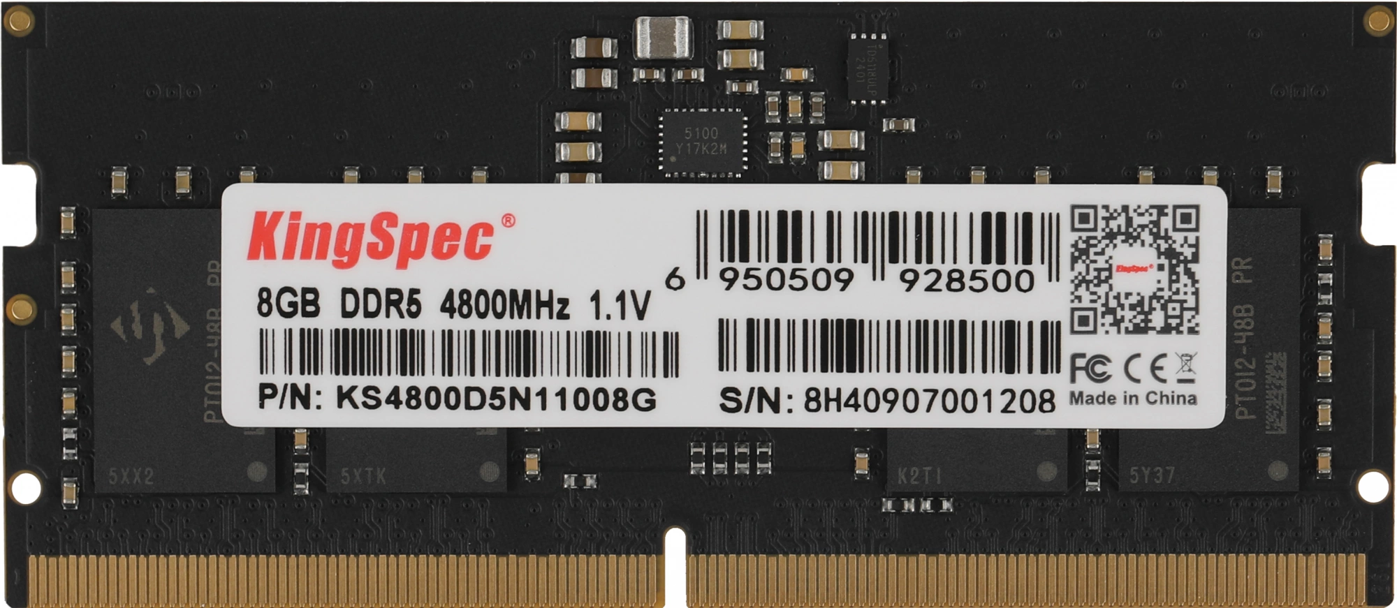 Память DDR5 8GB 4800MHz Kingspec KS4800D5N11008G RTL PC5-38400 CL40 SO-DIMM 288-pin 1.1В single rank Ret