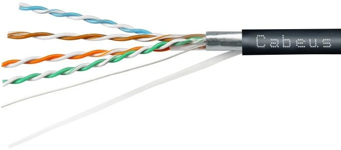 Кабель информационный Cabeus FTP-4P-Cat.5e-SOLID-OUT-PE-UV-100 кат.5E F/UTP 4 пары PE универсальный 100м черный