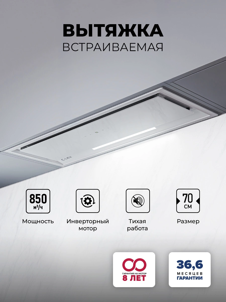 Вытяжка встраиваемая Lex Hyper 900 GS WH белый управление: сенсорное (1 мотор)