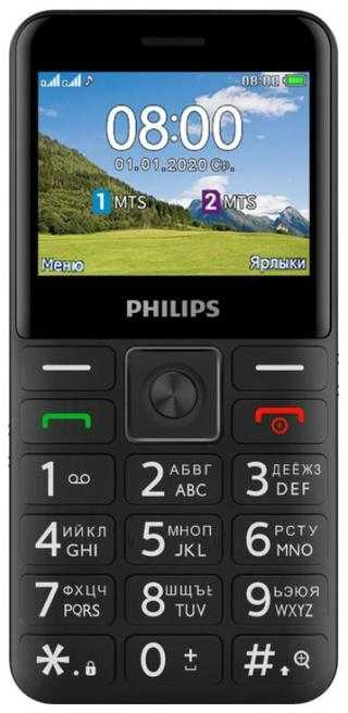 Мобильный телефон Philips E207 Xenium 32Mb черный моноблок 2Sim 2.31" 240x320 Nucleus 0.08Mpix GSM900/1800 GSM1900 FM microSD max32Gb