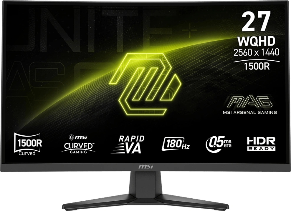 Монитор MSI 27" Mag 275CQF E18 черный VA LED 16:9 HDMI полуматовая 250cd 178гр/178гр 2560x1440 180Hz DP Quad 2K (1440p) 4.6кг