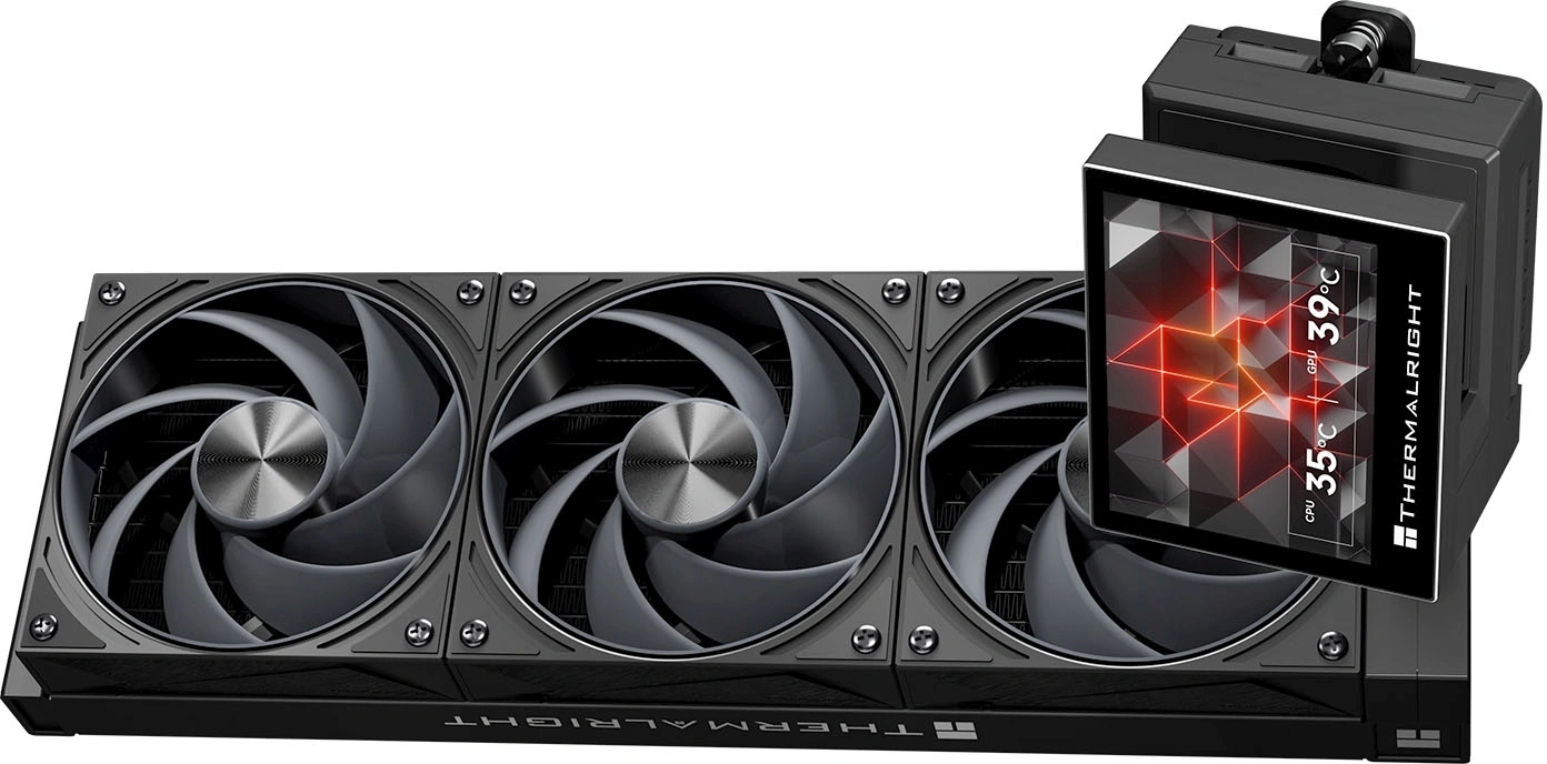 Система водяного охлаждения Thermalright Stream Vision 360 нет подсветки Soc-AM5/AM4/1200/1700/1851 черный 4-pin 31.4dB Al LCD Ret (S-VISION-360-BL)