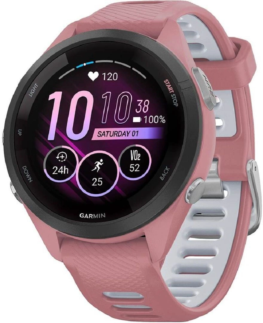 Смарт-часы Garmin Forerunner 265S 27.5мм 1.1" AMOLED корп.черный/розовый силикон рем.розовый (010-02810-15)