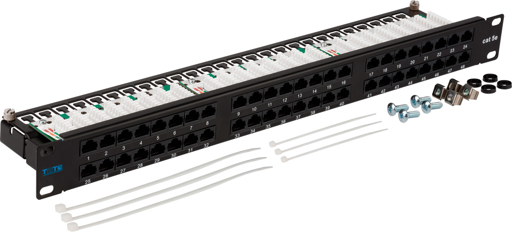Патч-панель Lanmaster TWT-PP48/1U-U5E 19" 1U 48xRJ45 кат.5E UTP