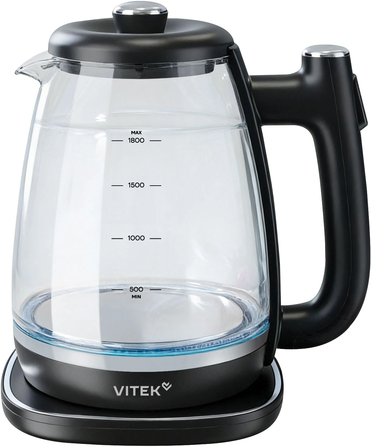 Чайник электрический Vitek VT-WK1074 1.7л. 1800Вт черный корпус: стекло