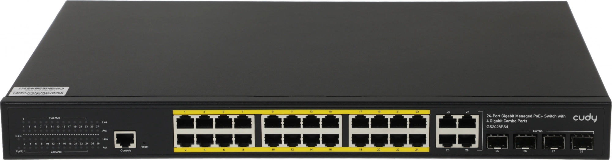Коммутатор Cudy GS2028PS4-400W (L2) 28x1Гбит/с 4xКомбо(1000BASE-T/SFP) 24PoE 400W управляемый