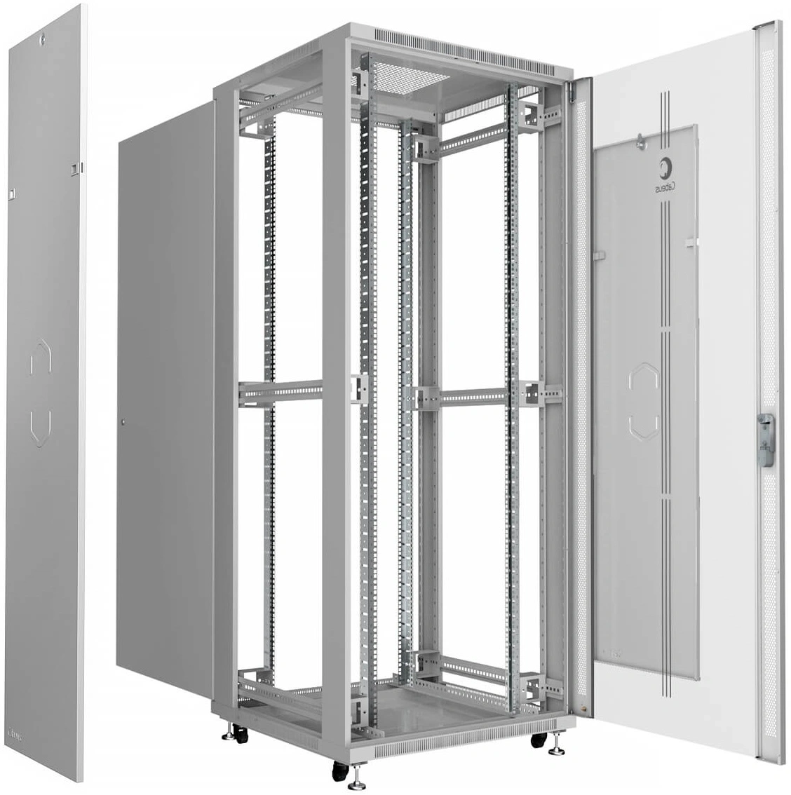 Шкаф серверный Cabeus (SH-05C-42U80/100) напольный 42U 800x1000мм пер.дв.стекл металл 800кг серый 900мм 134.2кг 220град. 2055мм IP20 сталь