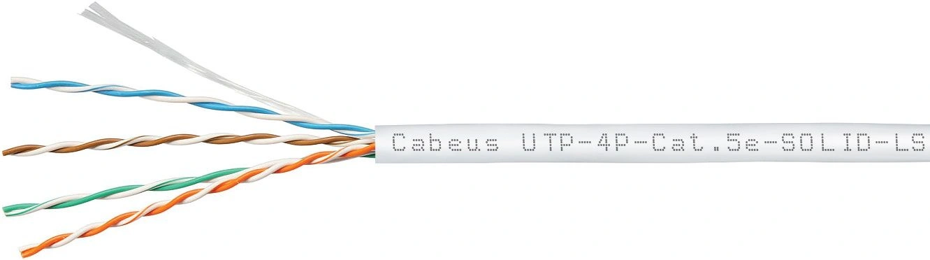 Кабель информационный Cabeus UTP-4P-CAT.5E-SOLID-LSZH-WH кат.5E U/UTP 4 пары 5AWG LSZH внутренний 305м белый