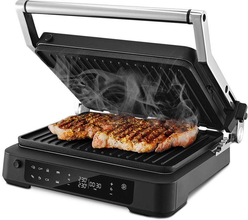 Электрогриль Kitfort КТ-3675 2000Вт серебристый/черный