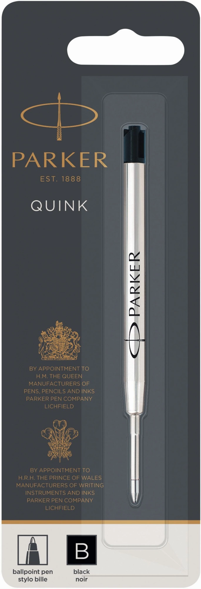 Стержень шариковый Parker QuinkFlow Z08 (1950366) B 1.2мм черные чернила блистер