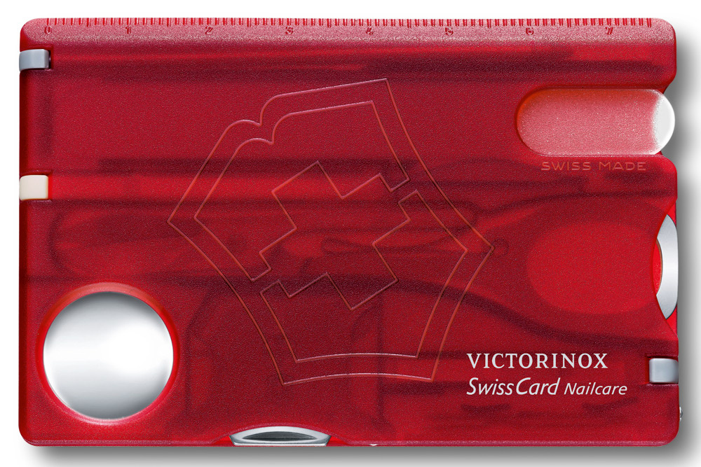 Швейцарская карта Victorinox SwissCard Nailcare (0.7240.T) красный полупрозрачный коробка подарочная