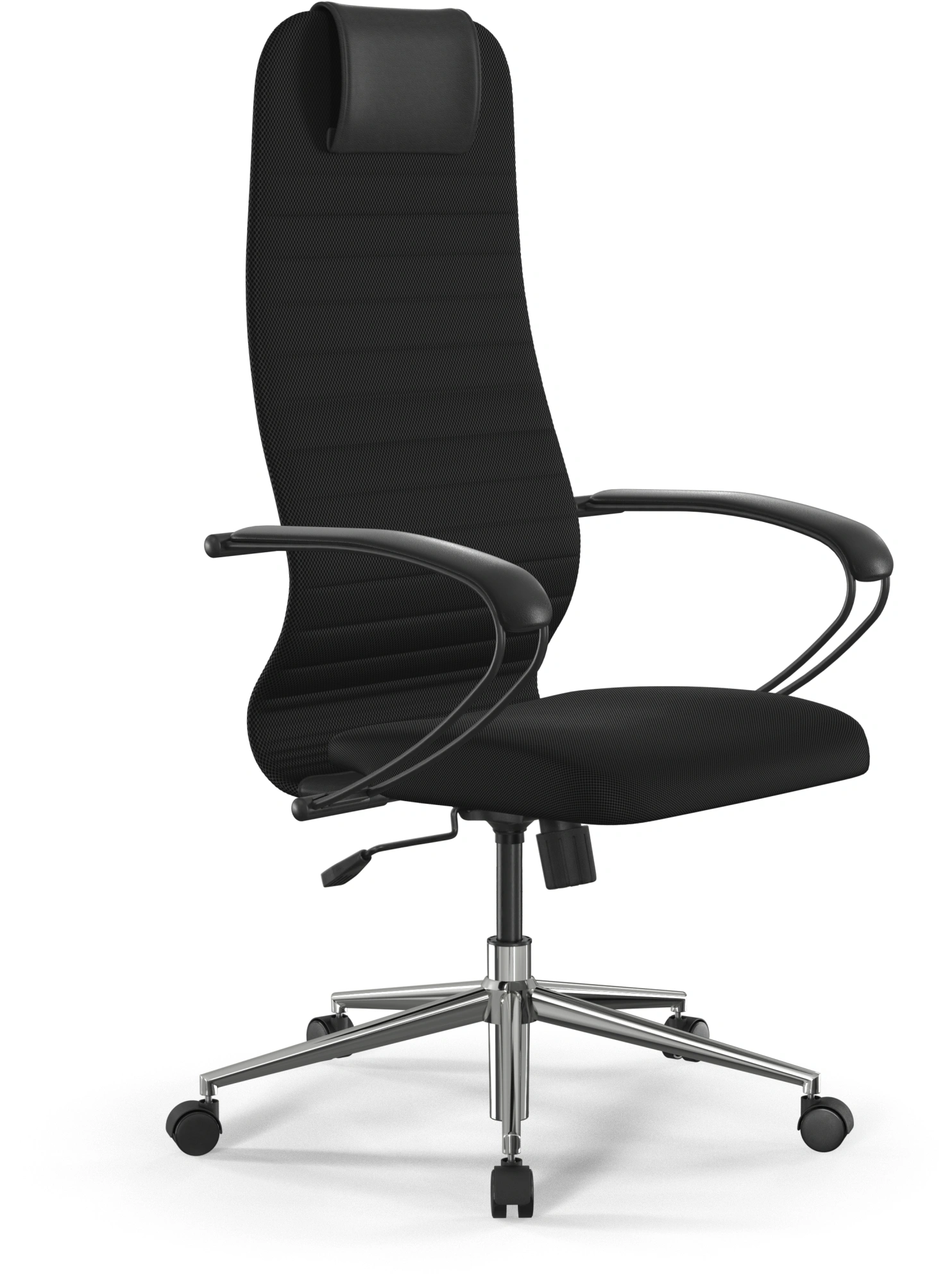 Кресло Метта SU-B-10 черный сиденье черный сетка с подголов. крестов. металл хром