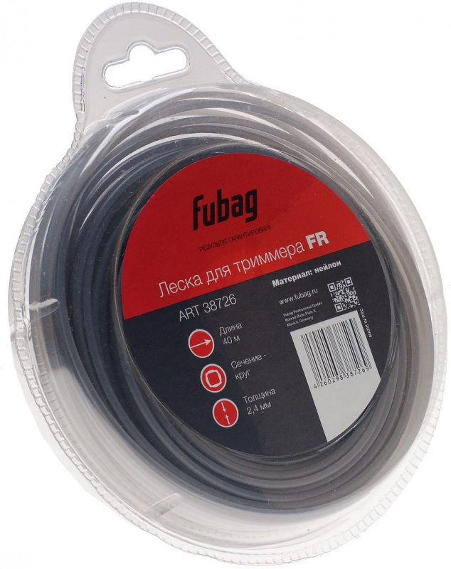 Леска для садовых триммеров Fubag FR d=2.4мм L=40м (38726)