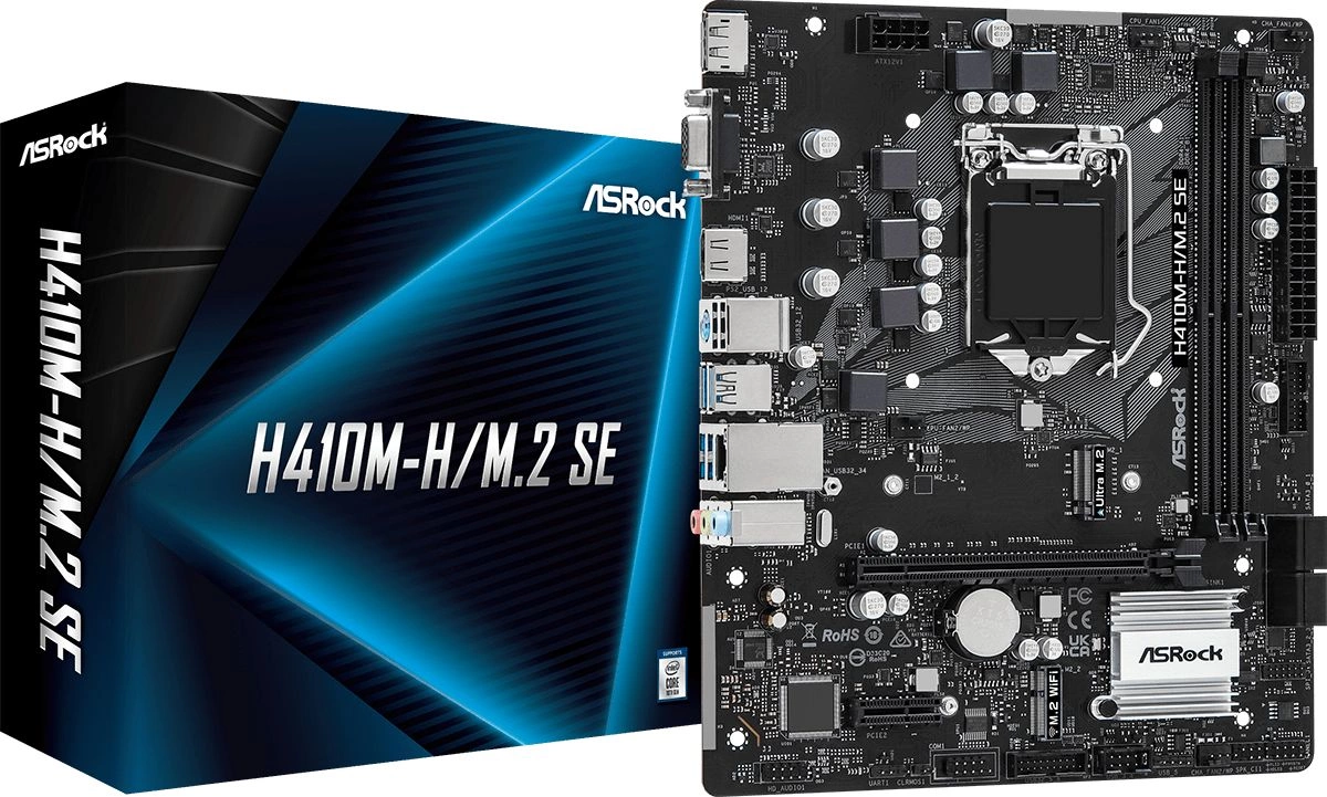 Материнская плата Asrock H410M-H/M.2 SE Soc-1200 Intel H370 2xDDR4 mATX AC`97 8ch(7.1) GbLAN+VGA+HDMI+DP