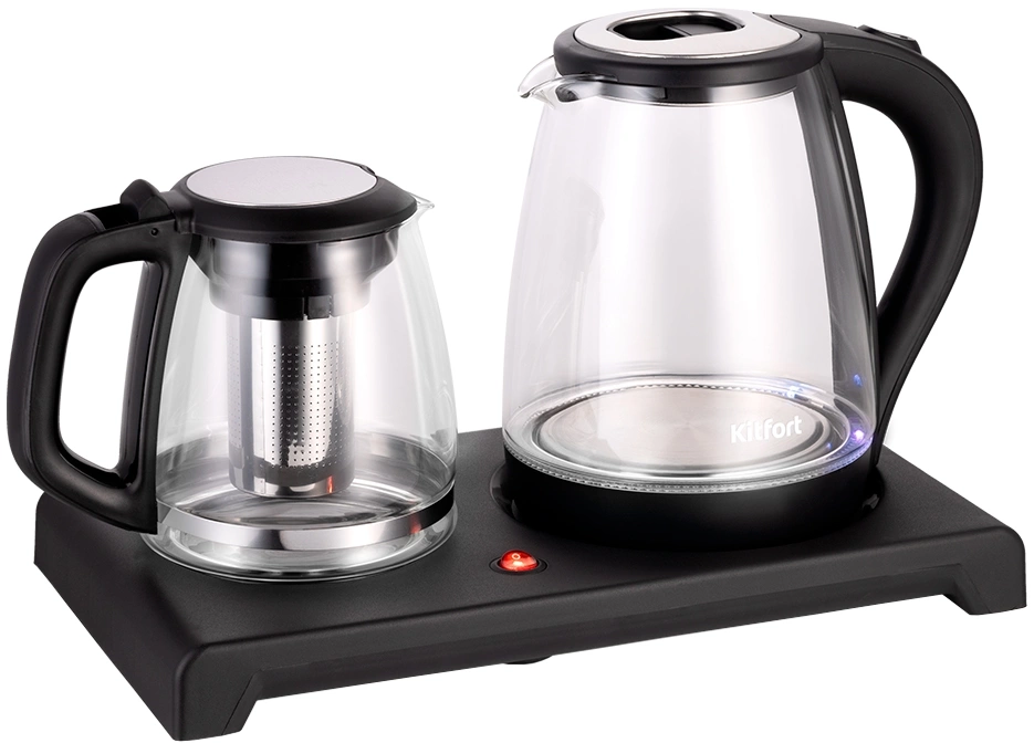 Чайный набор Kitfort КТ-6179 2л. 1500Вт черный корпус: стекло/пластик