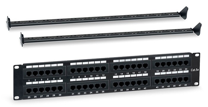 Патч-панель WRline WR-PL-48-C5E-D 19" 2U 48xRJ45 кат.5E