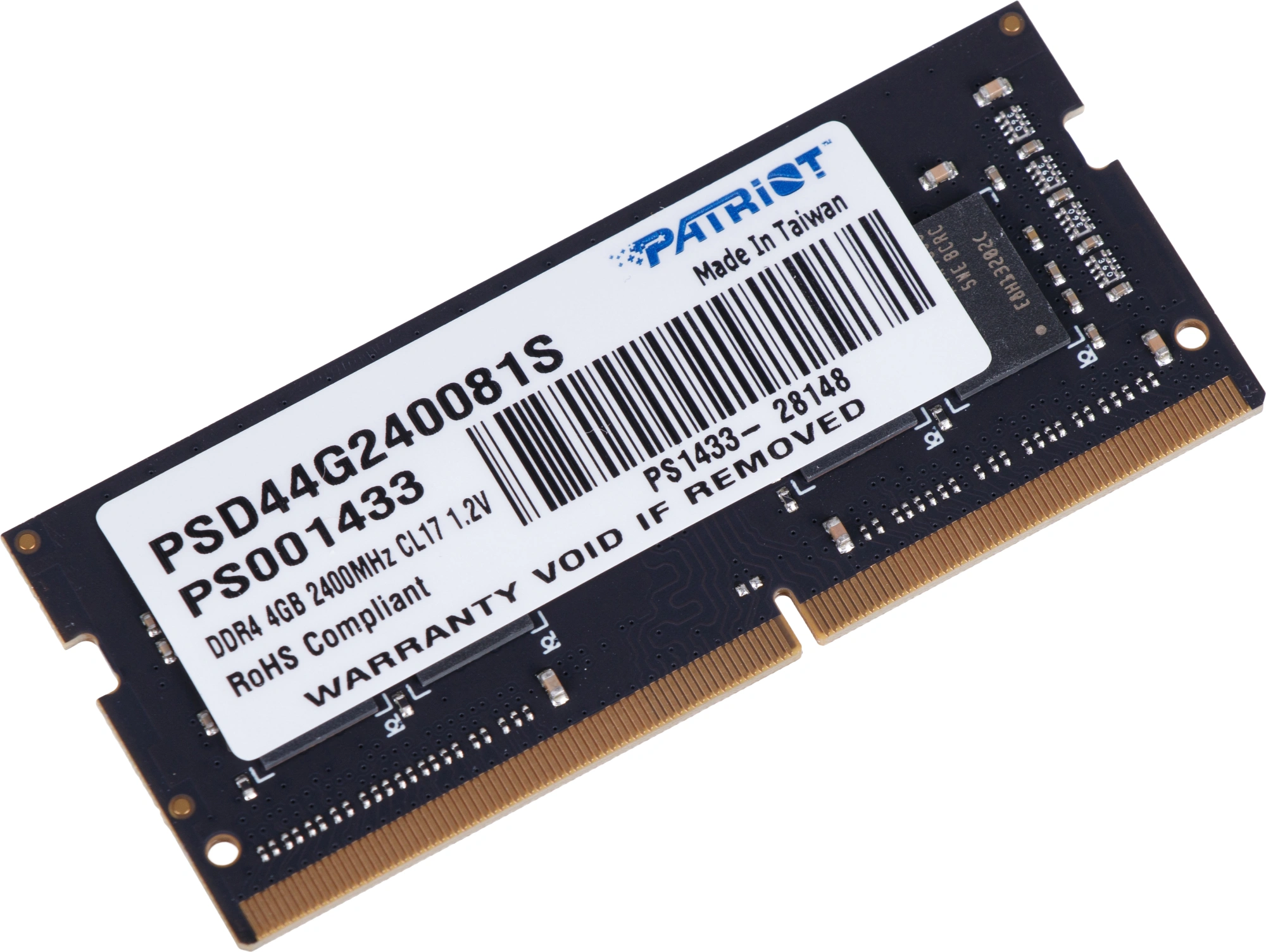 Память DDR4 4GB 2400MHz Patriot PSD44G240081S Signature RTL PC4-19200 CL17 SO-DIMM 260-pin 1.2В single rank Ret