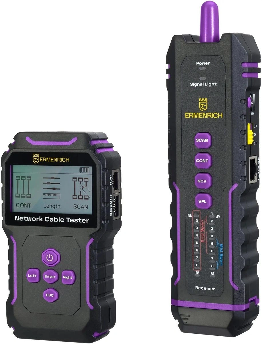 Тестер кабельный Ermenrich NetGeeks NP45 фиолетовый/черный (84554)