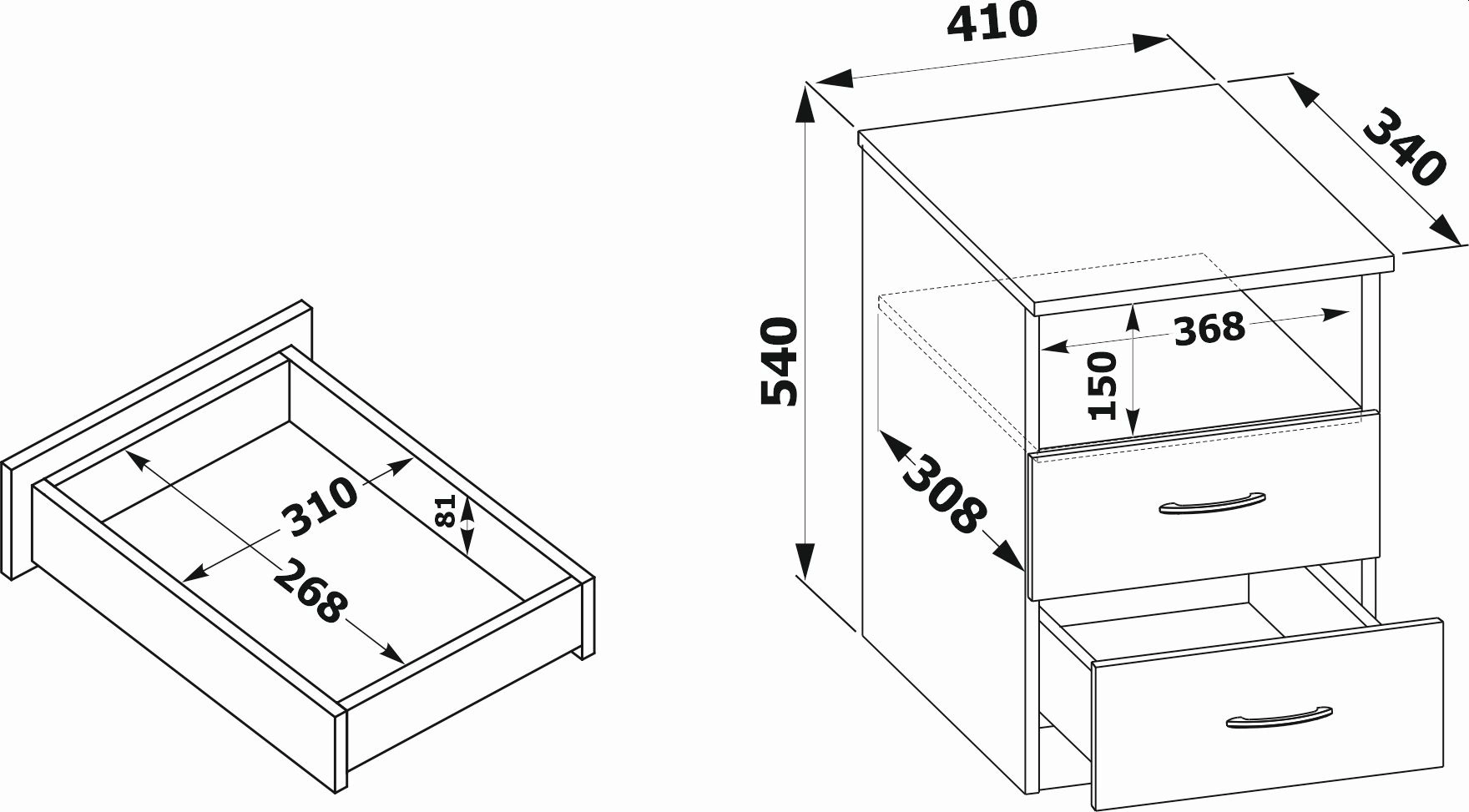 Тумба Сокол КТ-09.1 приставная прикроватная 410x340x540мм белый (00-00011699)
