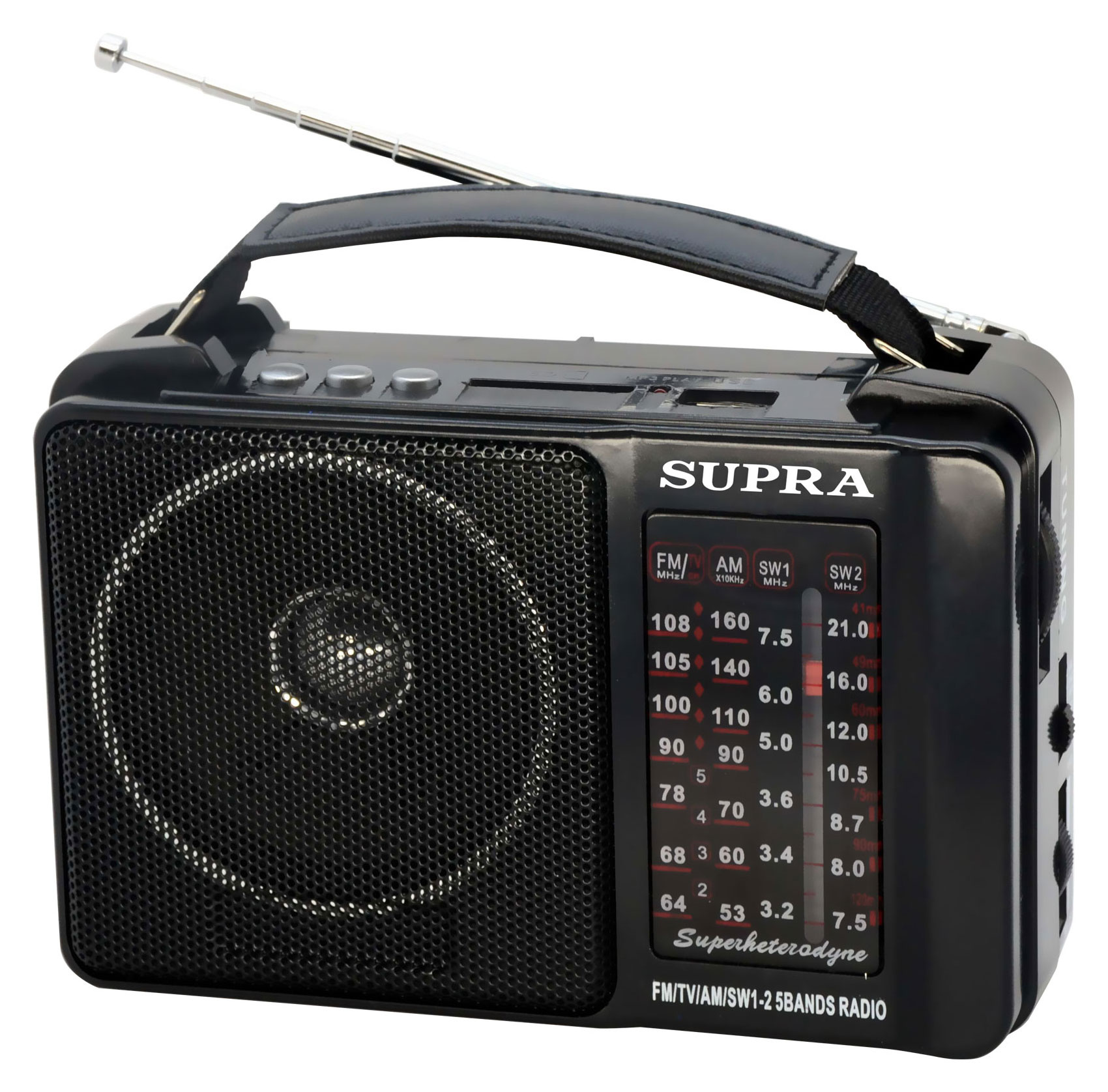 Радиоприемник портативный Supra ST-18U черный USB SD