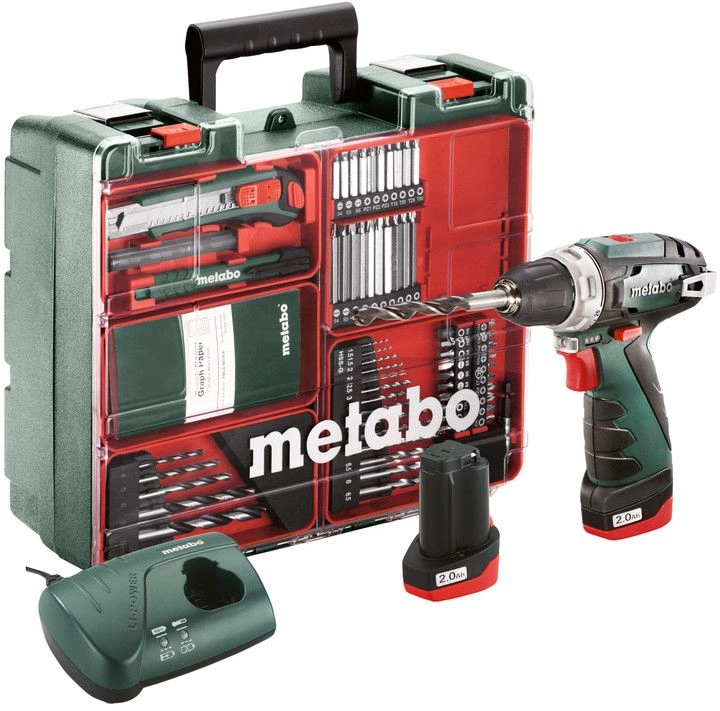 Дрель-шуруповерт Metabo Powermaxx BS Basic Set с набором оснастки аккум. патрон:быстрозажимной (кейс в комплекте) (600080880)