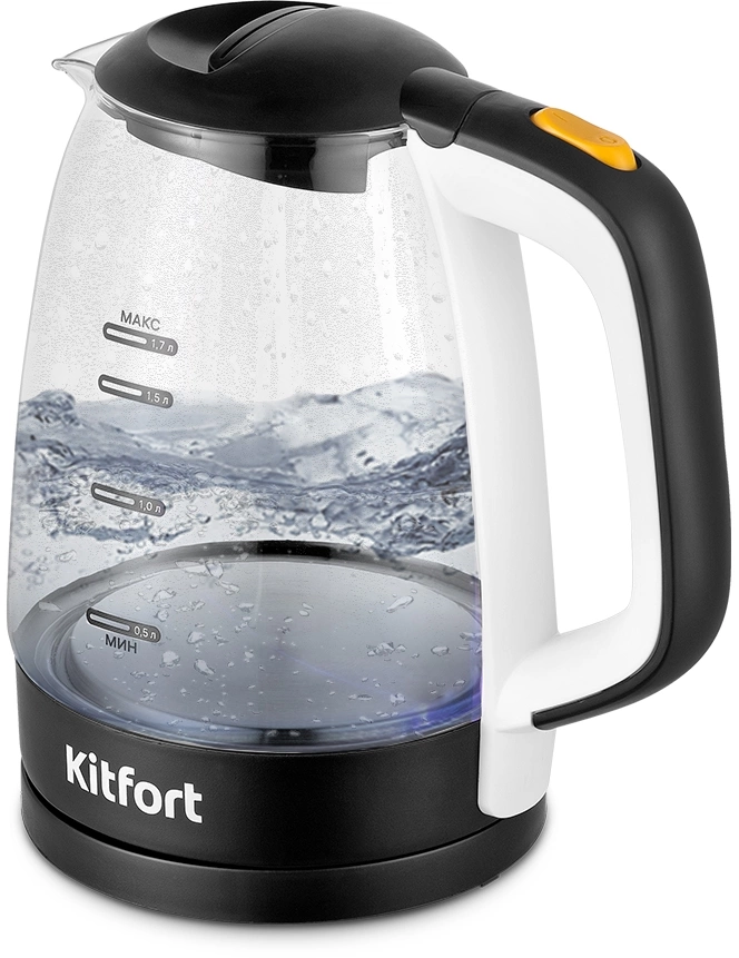 Чайник электрический Kitfort КТ-6632 1.7л. 2200Вт черный/прозрачный корпус: пластик/стекло