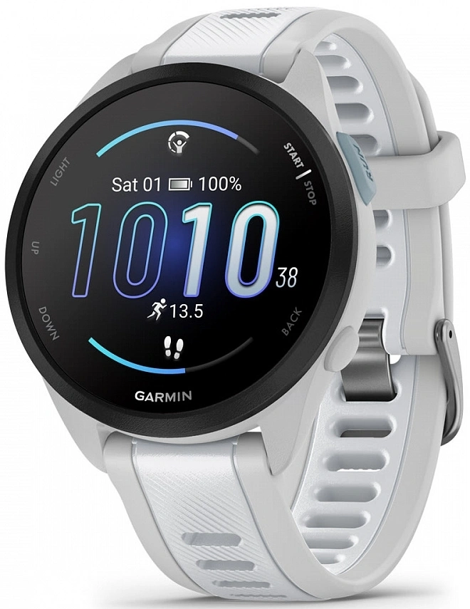 Смарт-часы Garmin Forerunner 165 30.4мм 1.2" AMOLED корп.серый рем.белый разм.брасл.:126-203мм (010-02863-21)