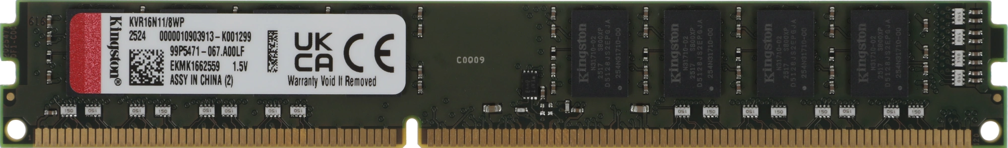 Память DDR3 8GB 1600MHz Kingston KVR16N11/8WP Valueram RTL PC3-12800 CL11 DIMM 240-pin 1.5В dual rank Ret